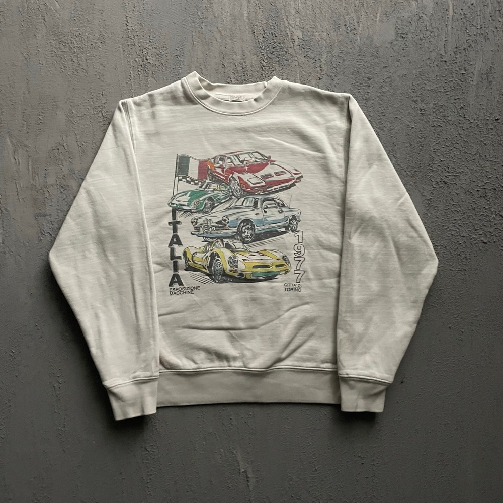Vintage Italia 1977 Graphic Sweatshirt Mens Large White 90s Brandy Melville